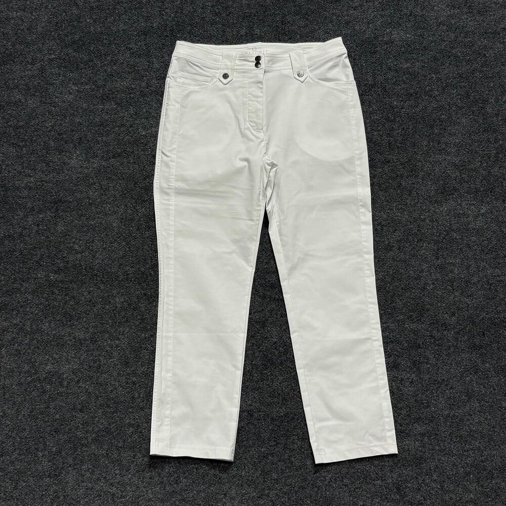 Anatomie Pants Womens Large White Twill Stretch Slim Khakis Travel Chino